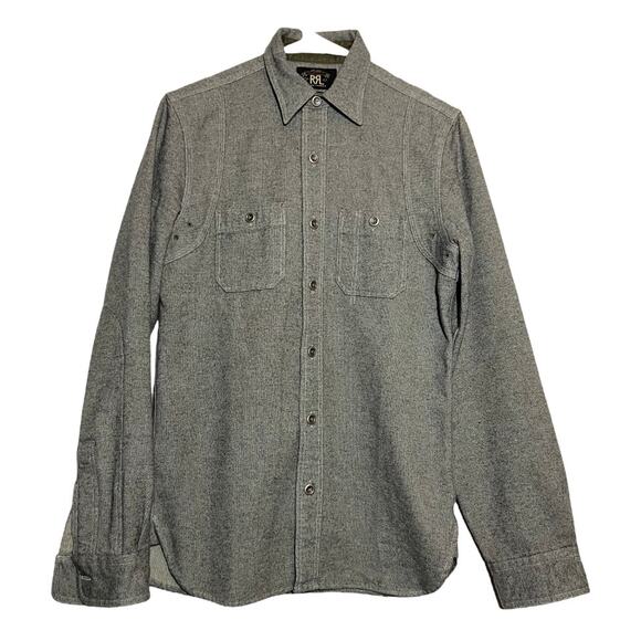 RRL Ralph Lauren Wool Workshirt Button Down Shirt Collared Gray XS - Picture 1 of 5
